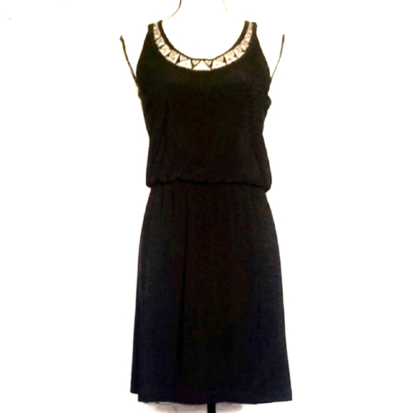 White House Black Market Dresses & Skirts - White House Black Market Black Sleeveless Dress with Silver Detail, size XS